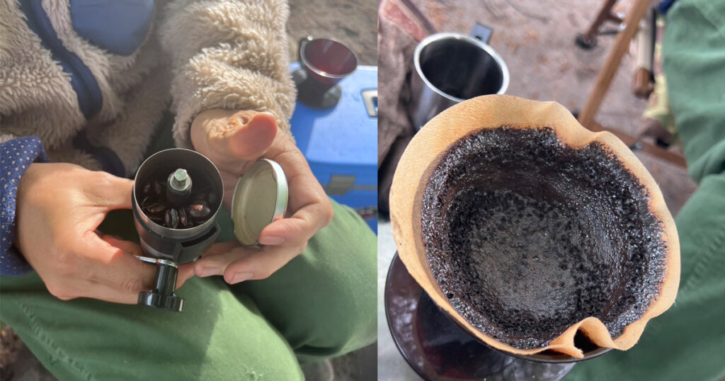 キャンプ　コーヒー
手挽きコーヒー　浅煎りコーヒー